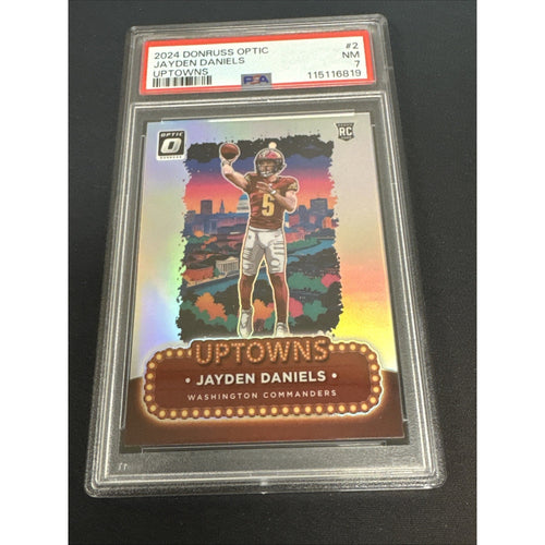 2024 PANINI DONRUSS OPTIC UPTOWNS #2 JAYDEN DANIELS ROOKIE RC PSA 7
