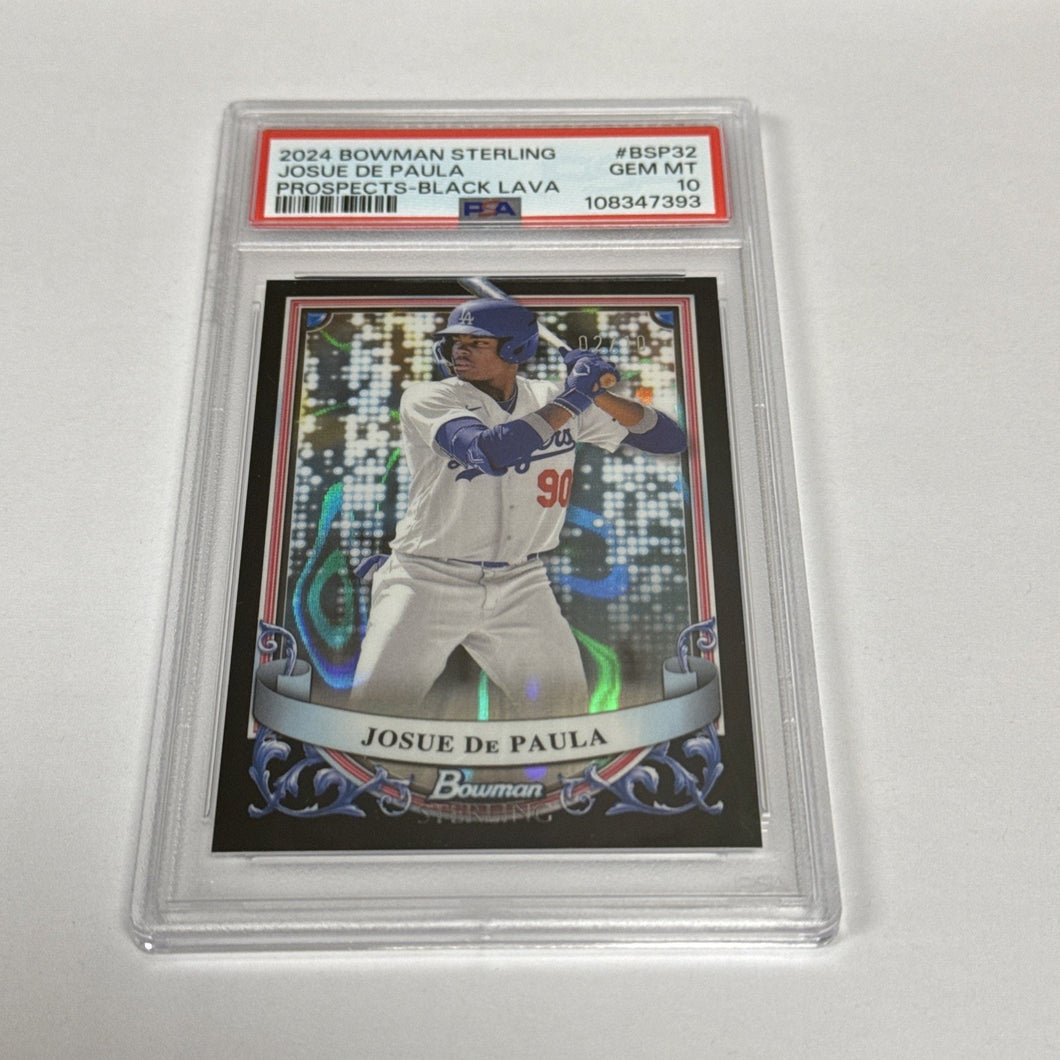 2024 bowman sterling baseball JOSUE DE PAULA PROSPECT BLACK LAVA ((/10))PSA 10