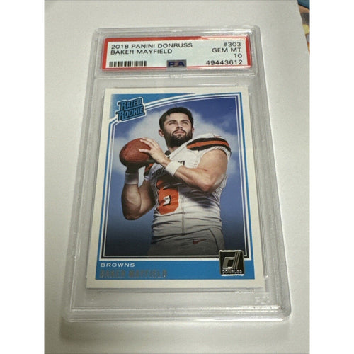 2018 PANINI DONRUSS #303 BAKER MAYFIELD ROOKIE BUCS PSA 10 GEM MINT