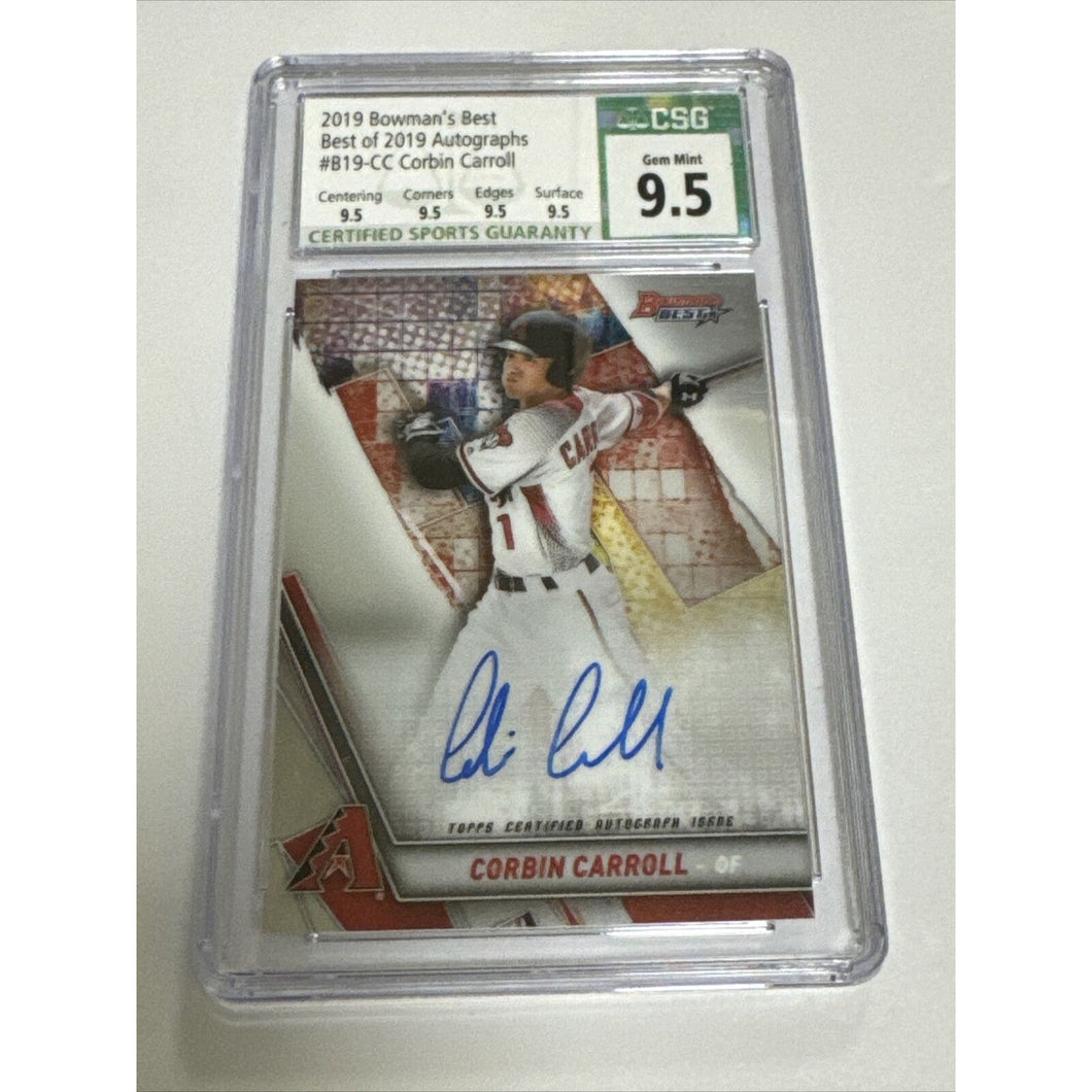 Corbin Carroll 2019 Bowman's Best Best of 2019 Auto RC CGC 9.5 Auto 10 Rookie