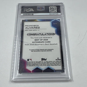 2023 BOWMAN'S BEST FRANCISCO ALVAREZ MINI DIAMOND AUTO 01/25 ROOKIE RC PSA 10