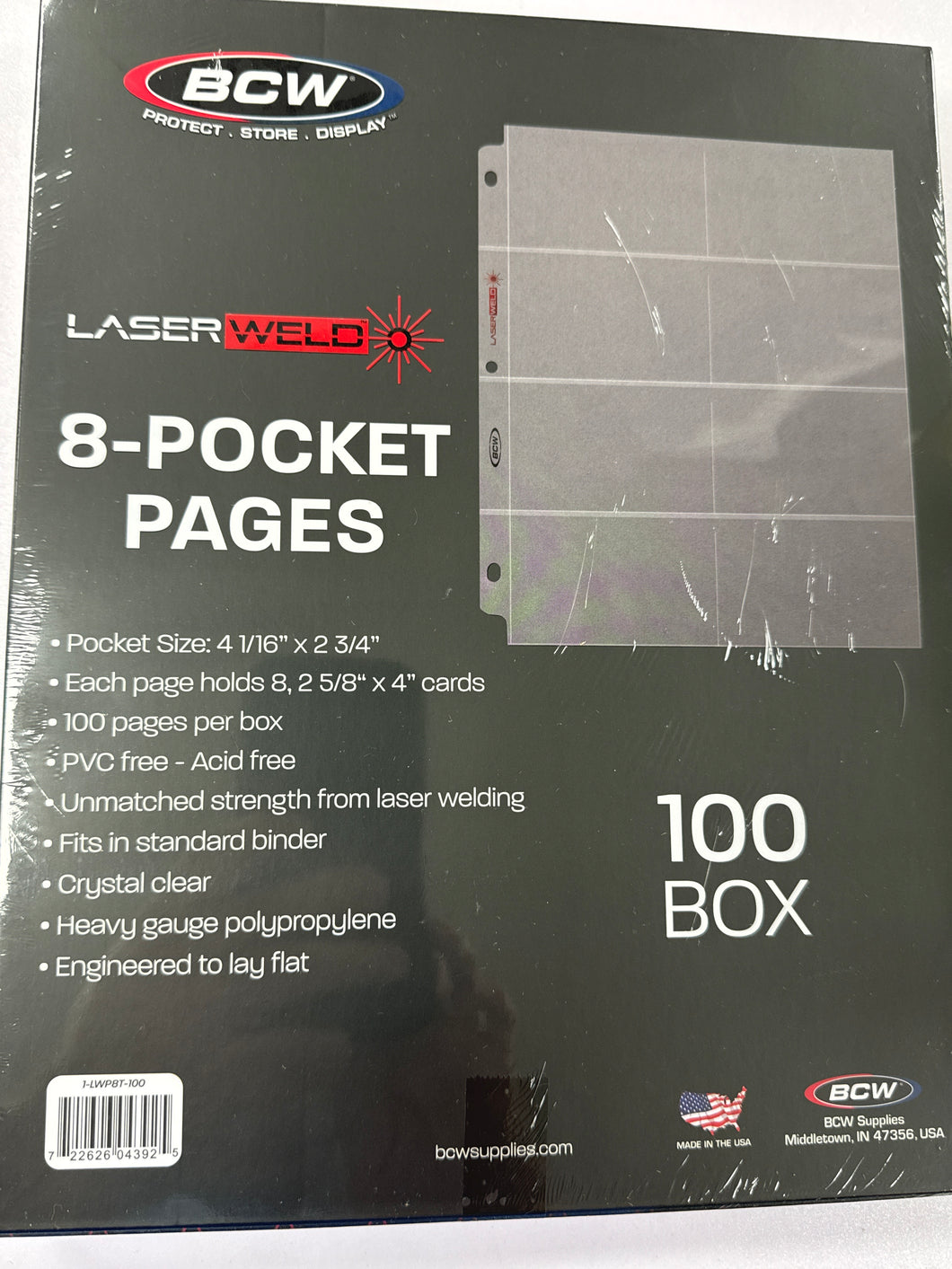 BCW 8 pocket Vintage Card Pages 100 count box