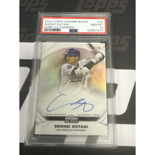 Shohei Ohtani 2025 Topps Chrome Black Ivory Auto 02/25 PSA 10
