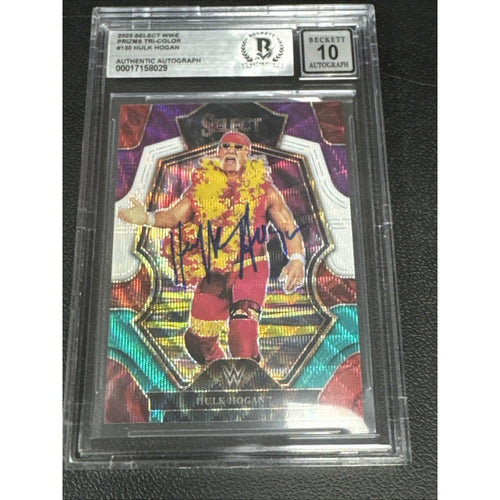 2023 Select WWE Prizm TRI-COLOR Hulk Hogan On Card Auto Beckett 10