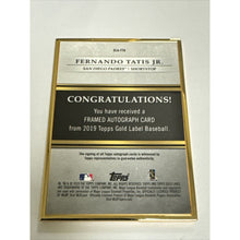 Load image into Gallery viewer, 2019 Topps Gold Label Framed Auto Fernando Tatis Jr. RC Rookie On Card AUTO