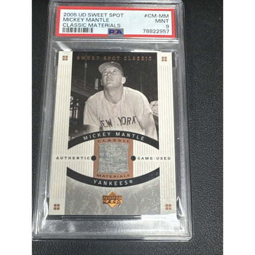 2005 UD Sweet Spot Classic Materials Mickey Mantle Yankees HOF Worn Patch PSA 9