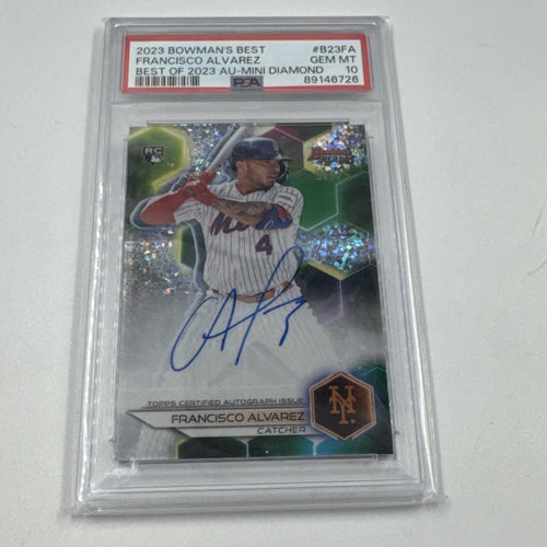 2023 BOWMAN'S BEST FRANCISCO ALVAREZ MINI DIAMOND AUTO 01/25 ROOKIE RC PSA 10