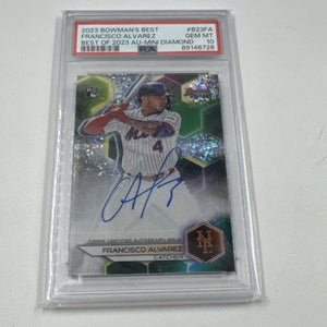 2023 BOWMAN'S BEST FRANCISCO ALVAREZ MINI DIAMOND AUTO 01/25 ROOKIE RC PSA 10