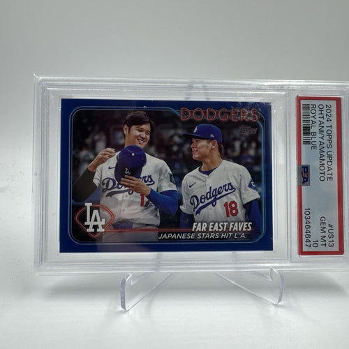 2024 TOPPS UPDATE ROYAL BLUE SHOHEI OHTANI/YOSHINOBU YAMAMOTO ROOKIE RC PSA 10