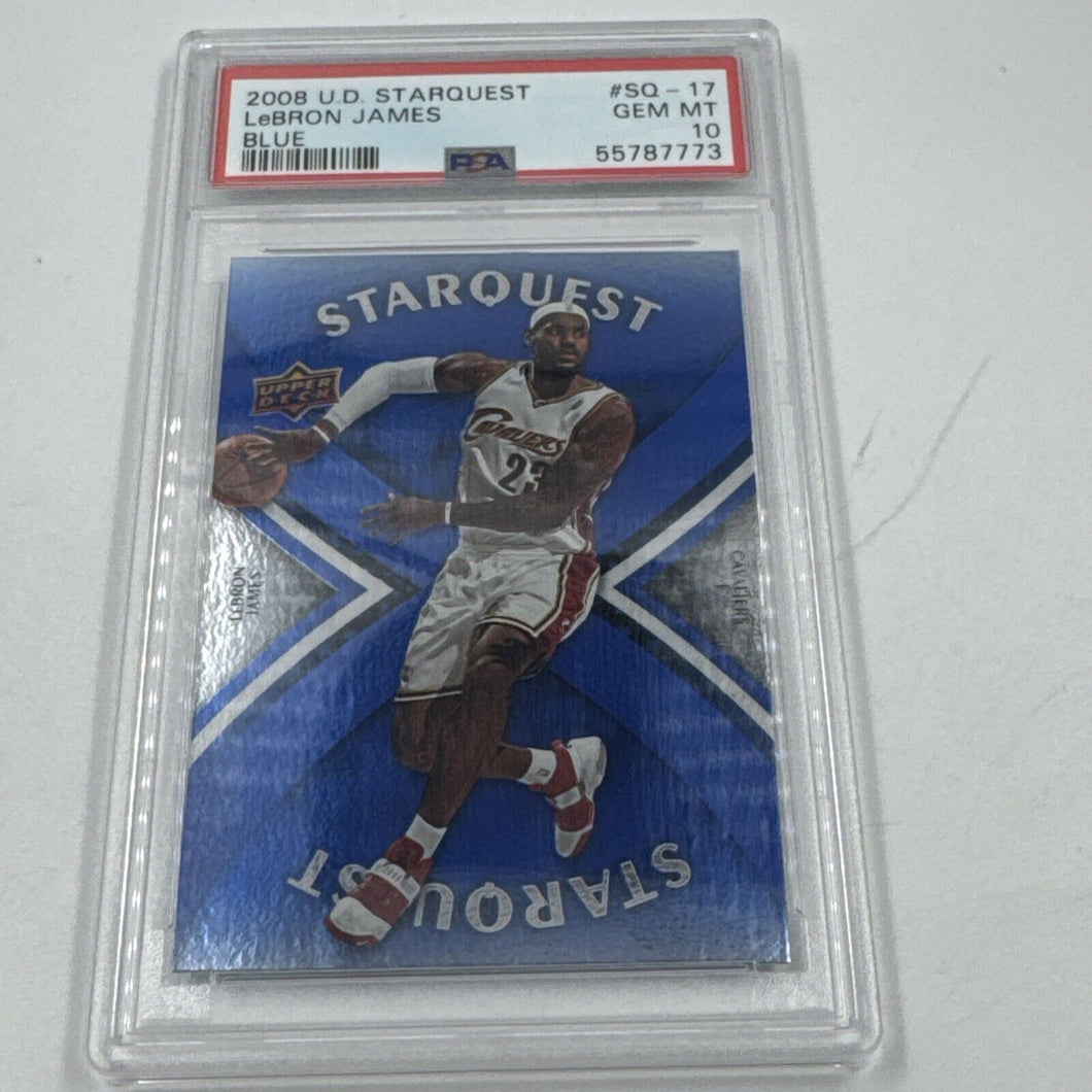 2008 Upper Deck LeBron James STARQUEST Blue Super Rare Parallel #SQ-17 PSA 10