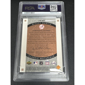 2005 UD Sweet Spot Classic Materials Mickey Mantle Yankees HOF Worn Patch PSA 9