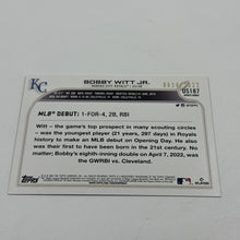 Load image into Gallery viewer, 2022 Topps Update Gold Bobby Witt Jr RC Rookie US187 /2022