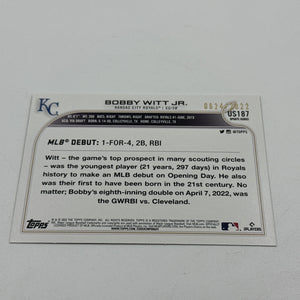 2022 Topps Update Gold Bobby Witt Jr RC Rookie US187 /2022