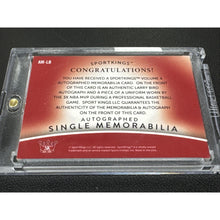 Load image into Gallery viewer, SportKings Volume 4 Larry Bird Autograph Worn Memorabilia Card Auto 17/50!
