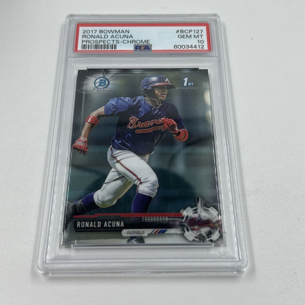 PSA 10 RONALD ACUNA JR. 1st 2017 Bowman Chrome Braves Rookie Card RC GEM MINT