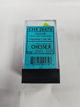 Load image into Gallery viewer, CHESSEX Gemini Plasma Green-Teal/ Orange  Polyhedral 7- DIE set