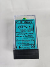 Load image into Gallery viewer, CHESSEX Gemini Plasma Green-Teal/ Orange  Polyhedral 7- DIE set