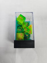 Load image into Gallery viewer, CHESSEX Gemini Plasma Green-Teal/ Orange  Polyhedral 7- DIE set