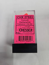 Load image into Gallery viewer, CHESSEX Dahlia / White polyhedral 7- Die Set