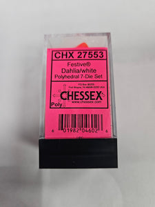 CHESSEX Dahlia / White polyhedral 7- Die Set