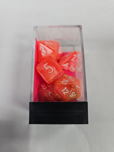 CHESSEX Dahlia / White polyhedral 7- Die Set