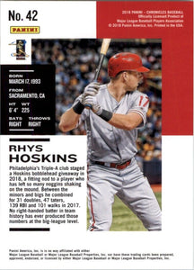 2018 Panini Chronicles Rhys Hoskins RC Philadelphia Phillies #42