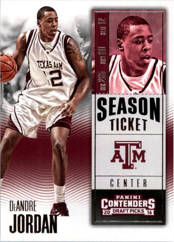 2016-17 Panini Contenders Draft Picks Championship Ticket DeAndre Jordan Texas