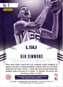 2016-17 Panini Contenders Draft Picks Class Reunion Ben Simmons LSU Tigers #1