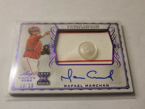 2020 Leaf Trinity Rafael Marchan Purple Rookie Button Patch Auto 10/10!