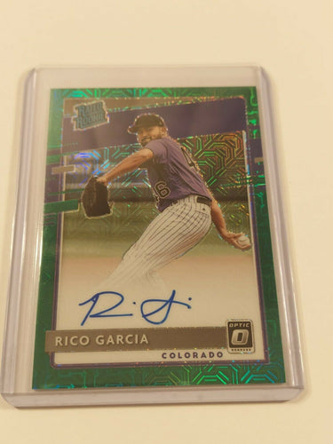2020 Donruss Optic Rico Garcia Green Prizm Rated Rookie On Card Auto 98/99!!