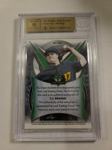 2019 Leaf Valiant Draft TJ SIKKEMA Purple Prismatic RC Auto /15 Yankees BGS 9.5