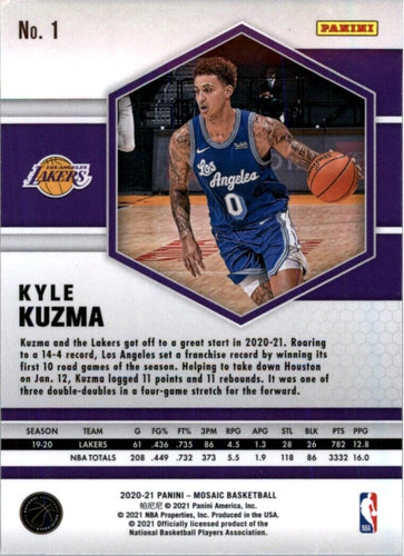 2020-21 Panini Mosaic Kyle Kuzma Los Angeles Lakers #1