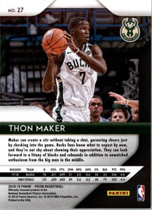 2018-19 Panini Prizm Thon Maker Milwaukee Bucks #27