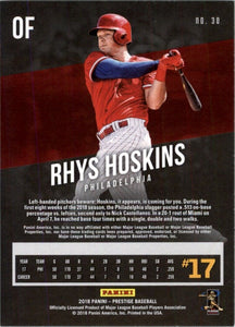 2018 Panini Chronicles Prestige Rhys Hoskins RC Philadelphia Phillies #30