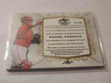 Load image into Gallery viewer, 2020 Leaf Trinity Rafael Marchan Purple Rookie Button Patch Auto 10/10!