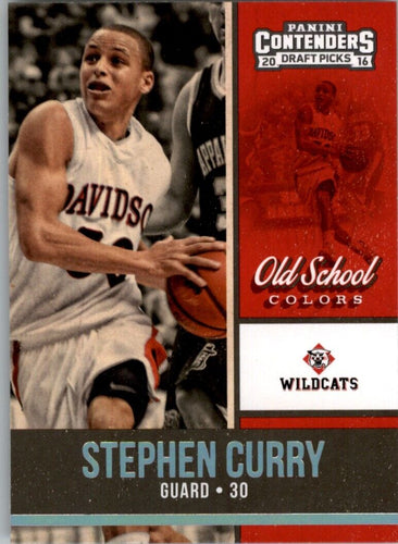 2016-17 Panini Contenders Draft Picks Old School Colors Stephen Curry Davidson