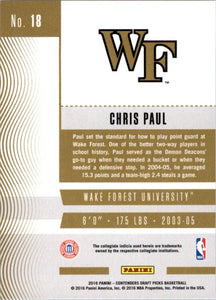 2016-17 Panini Contenders Draft Picks Chris Paul Wake Forest Demon Deacons #18