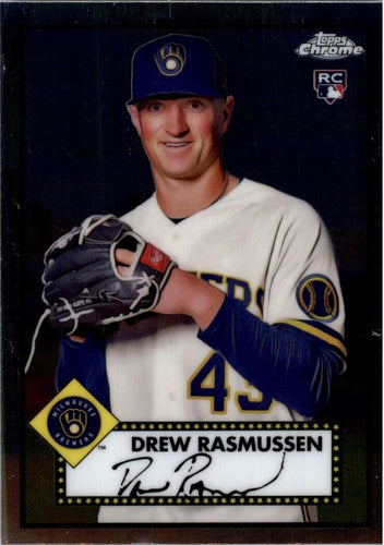 2021 Topps Chrome Platinum Anniversary Drew Rasmussen RC Milwaukee Brewers #62