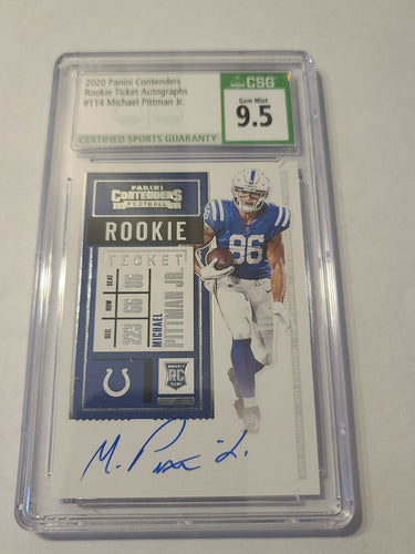 2020 Contenders #114 MICHAEL PITTMAN JR. Rookie Ticket CSG 9.5 Auto 10  Colts