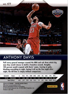 2018-19 Panini Prizm Anthony Davis New Orleans Pelicans #177
