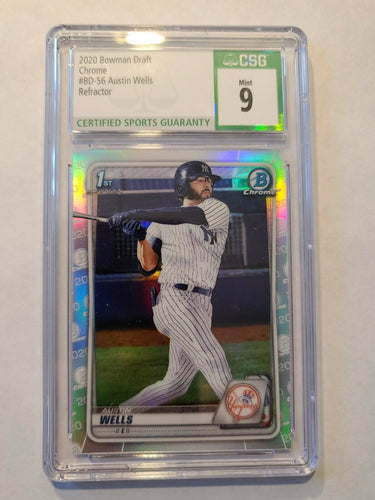 2020 Bowman Chrome Refractor Austin Wells Rc #BD-56 CSG 9