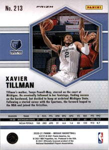 2020-21 Panini Mosaic Xavier Tillman RC Memphis Grizzlies #213 Pink Camo
