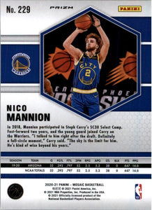 2020-21 Panini Mosaic Nico Mannion RC Golden State Warriors #229 Green Mosaic