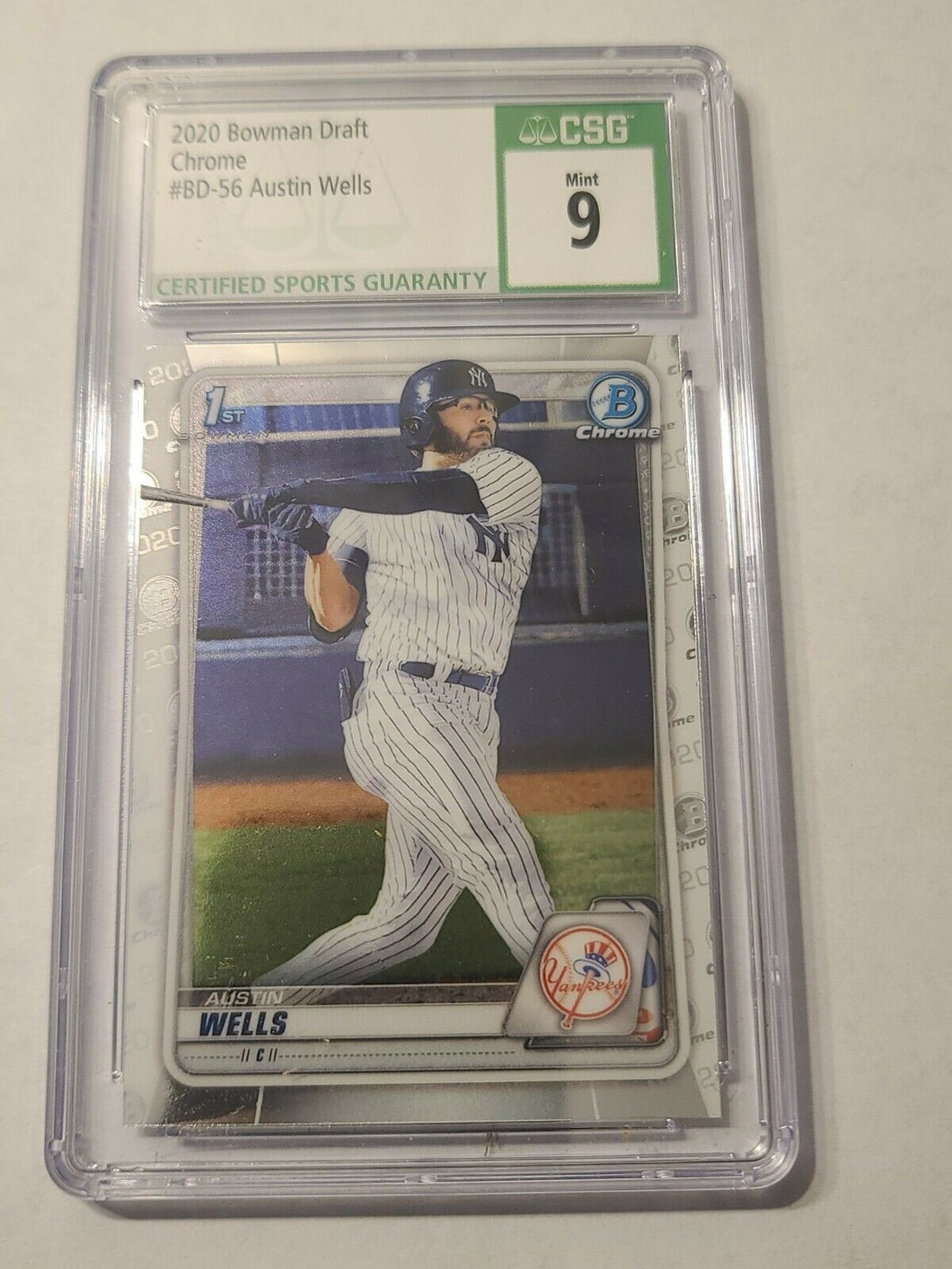 2020 Bowman Chrome Austin Wells Rc #BD-56 CSG 9