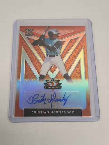 2020 Leaf Valiant Orange BA-CH2 Cristian Hernandez Chicago Cubs Auto /75 Rc