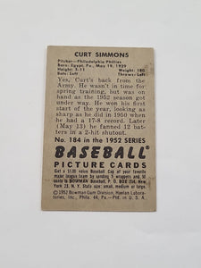 1952 Bowman Set-Break #184 Curt Simmons VG-VGEX JH01
