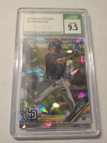 2019 Bowman Chrome Draft Sapphire Hudson Head 1ST Bowman CSG 9.5 GEM MINT