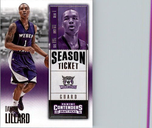 2016-17 Panini Contenders Draft Picks Damian Lillard Weber State Wildcats #20