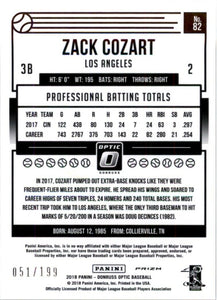 2018 Donruss Optic Orange Zack Cozart 051/199 Los Angeles Angels #82