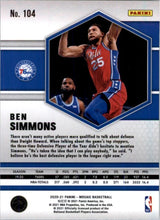 Load image into Gallery viewer, 2020-21 Panini Mosaic Ben Simmons Philadelphia 76ers #104